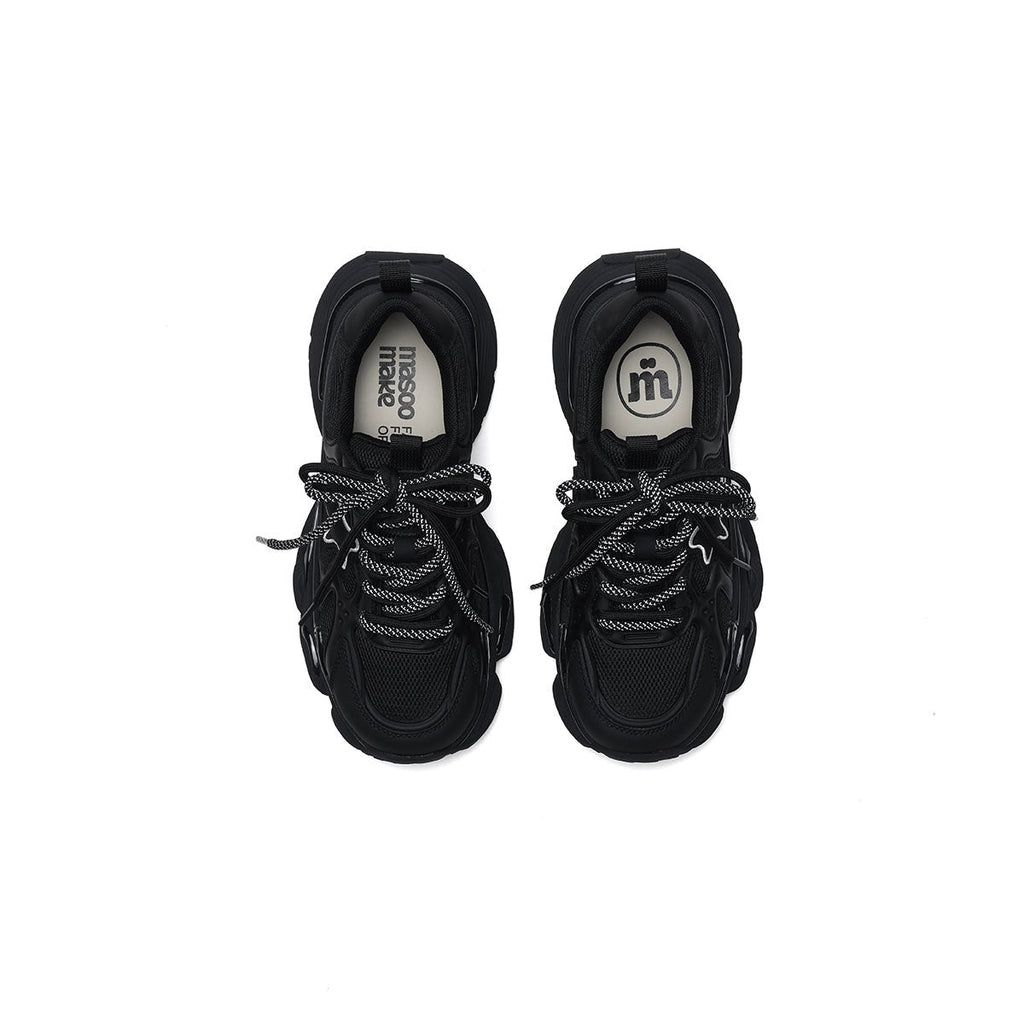 Women's Black Retro Platform Sneakers – Star Detail