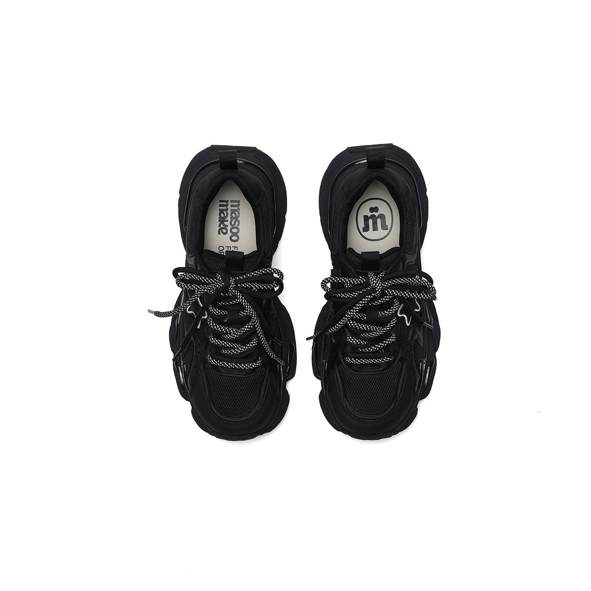 Women's Black Retro Platform Sneakers – Star Detail