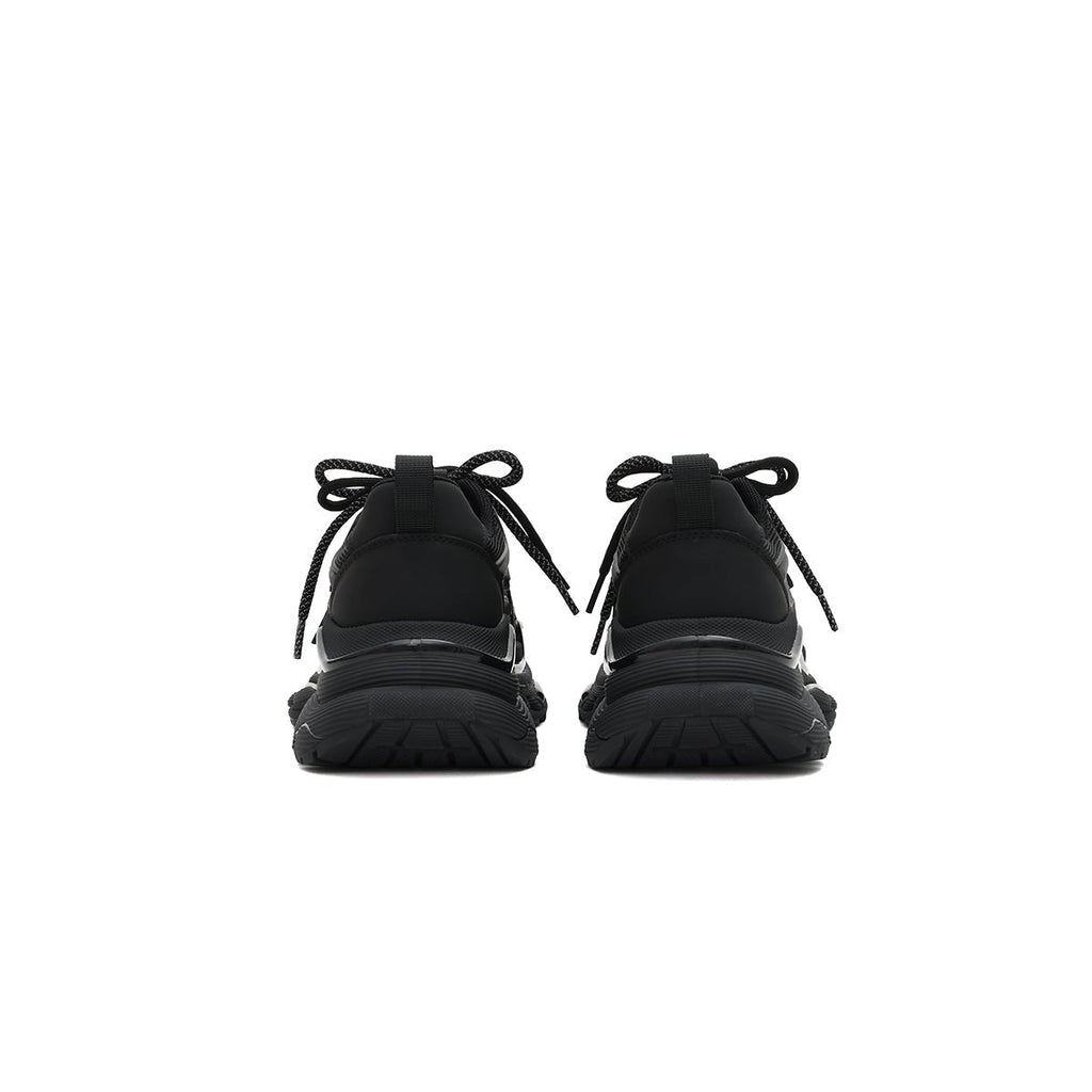 Women's Black Retro Platform Sneakers – Star Detail